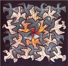 Le soleil et la lune - M.C. Escher -xylogravure - 1948