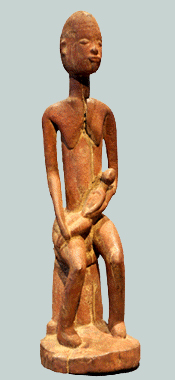 Mre et enfant, par le Matre de la maternit rouge. Plateau Dogon (Mali), XIVe sicle